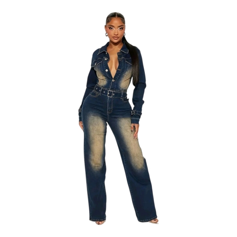 Faded Company Women's Denim Jumpsuit - Picture 2 of 4